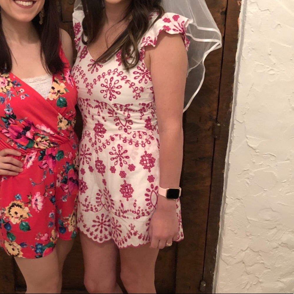 Pink and White Romper